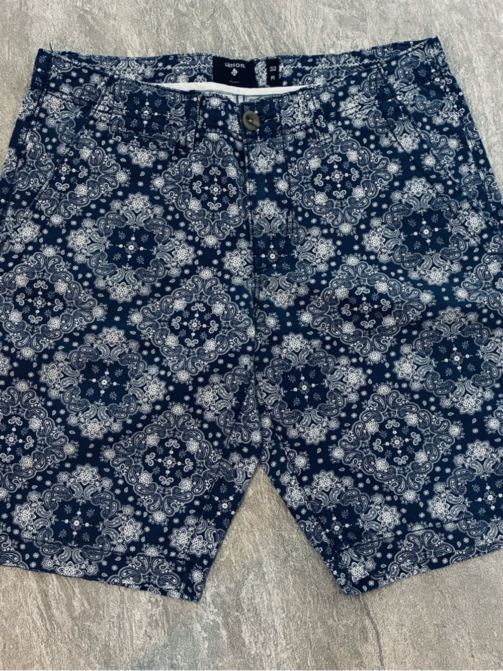 Unionbay Navy Paisley-Print Flat Front Men’s Shorts